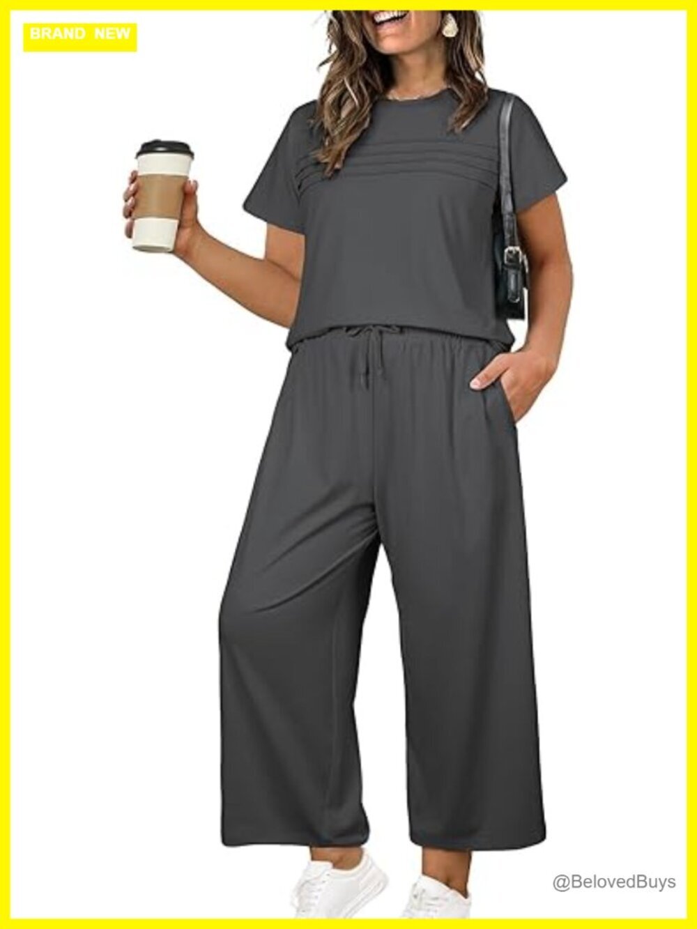 Plus Size Two Piece Lounge Set Short Sleeve Top Wide Leg Pants Sweatsuit